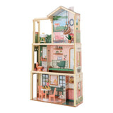 Three Story Collapsible Click N Play Wooden Dollhouse for Ages 4+