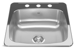 Drop In Single Bowl 3-Hole Kitchen Sink, 20.13-in x 20.56-in, Stainless Steel