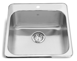 Drop In Single Bowl 1-Hole Kitchen Sink, 20-in x 20.5-in x 8-in, Stainless Steel