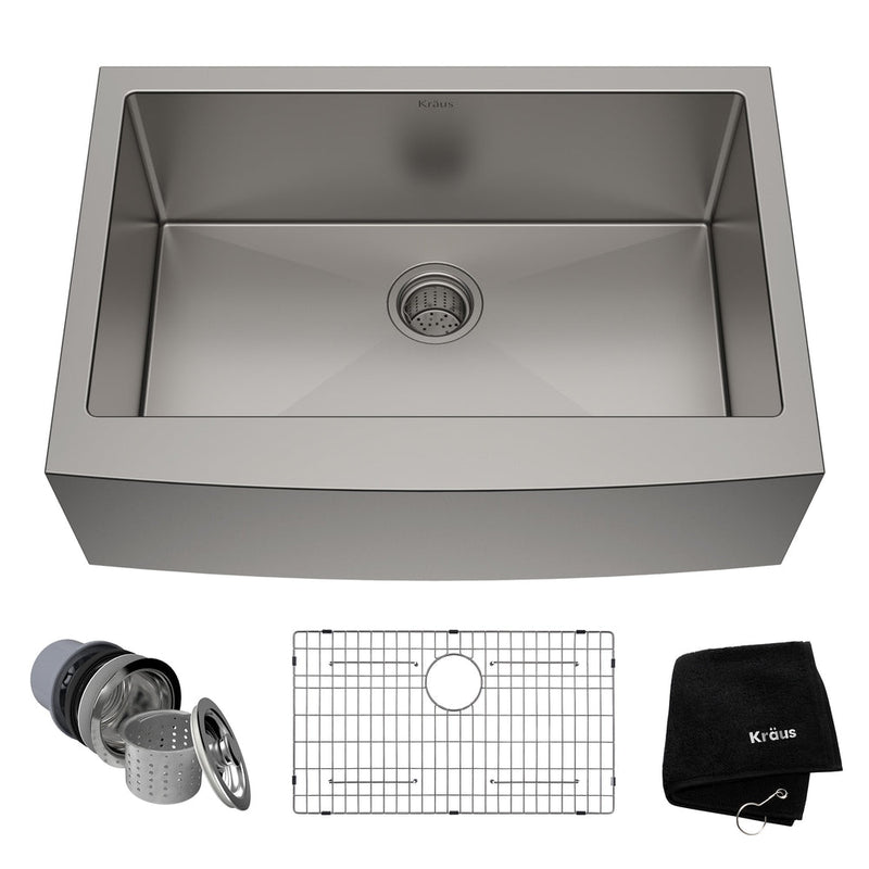 Standard PRO Apron Front Farmhouse Stainless Steel Single Bowl Kitchen Sink, 30x21x10-in J9958