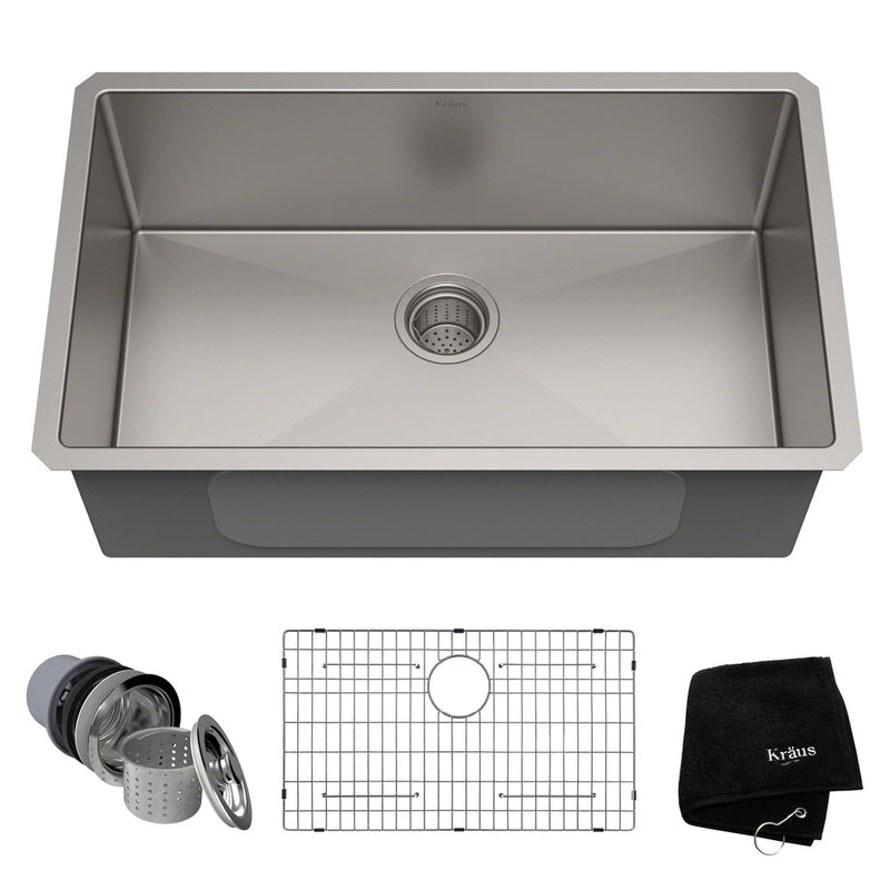 Standard PRO Undermount Stainless Steel Single Bowl Kitchen Sink, 30x18x10-in G6946