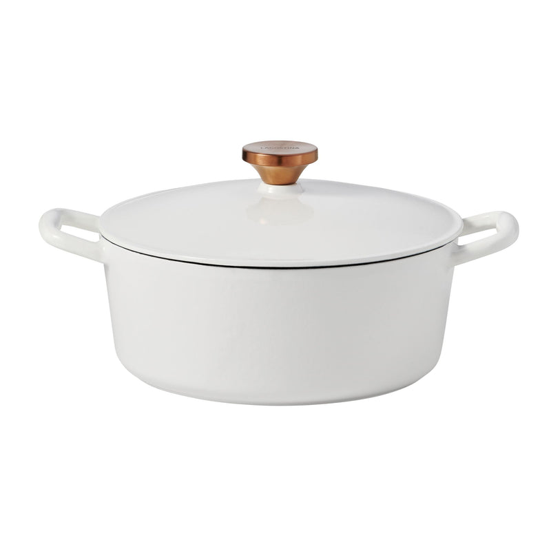 Tuscan Collection Round Casserole Dish, Enamelled Cast Iron, White, 7-qt A7371