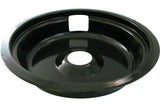 Laser 62490 Universal Porcelain Stove Deep-Draw Drip Pan with Trim Ring, Black, 8-in