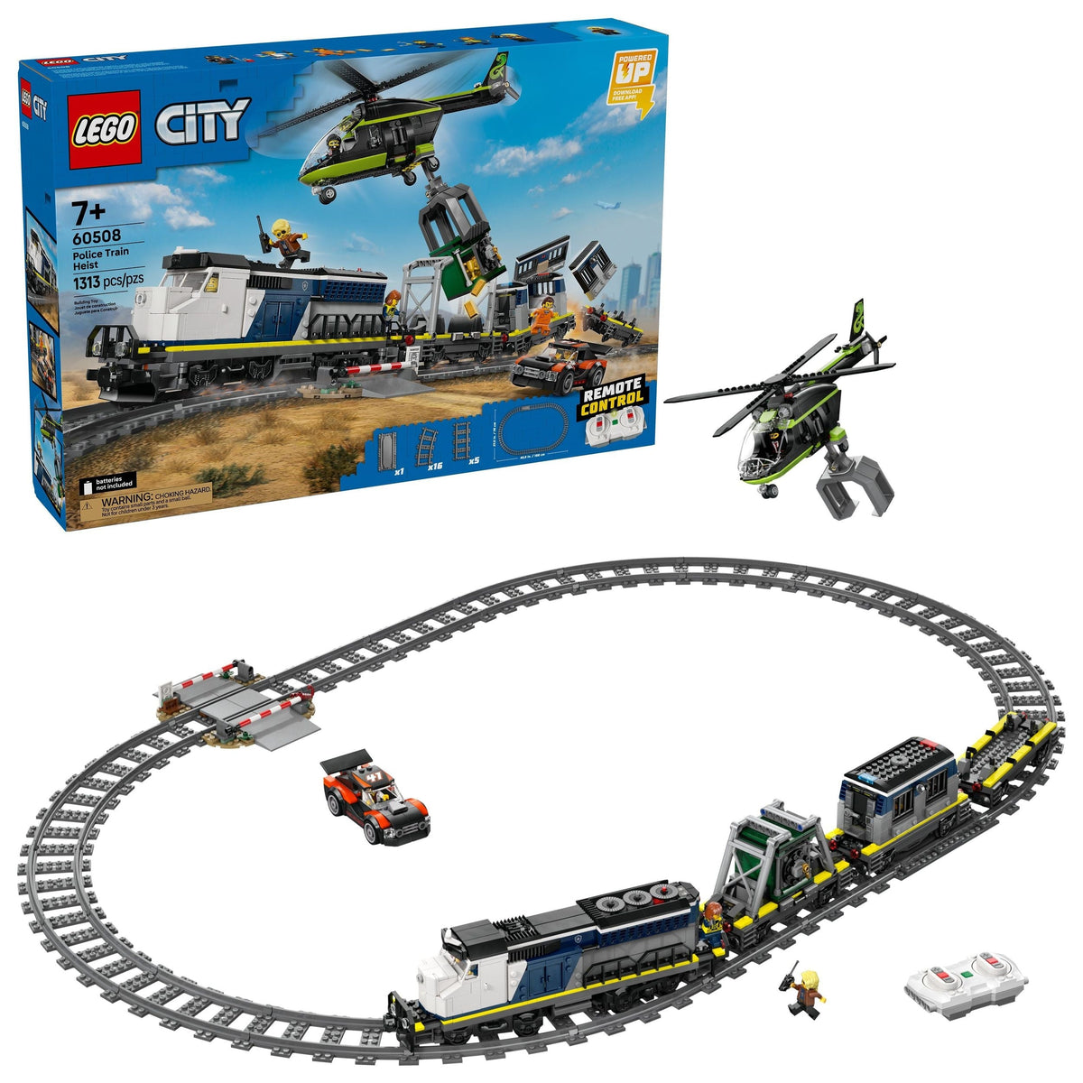 City Police Train Heist Building Toy Set - 60508, 1313-pc, Ages 7+