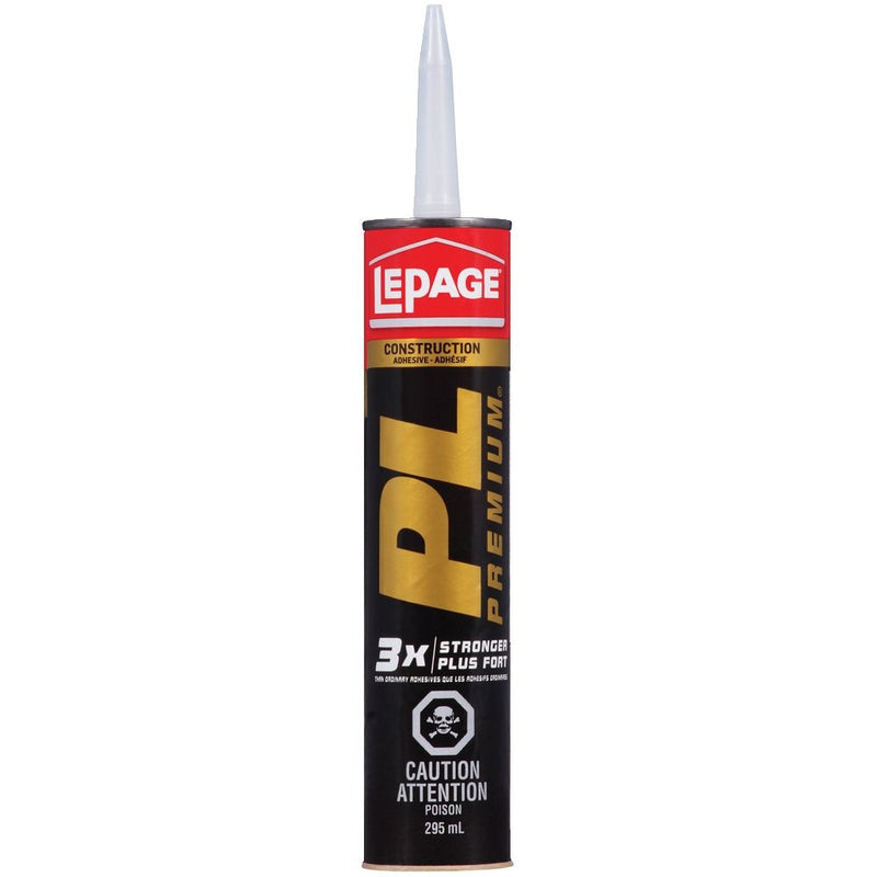 PL Premium Construction Adhesive Glue, Indoor/Outdoor, Weather & Waterproof, 295-mL A33