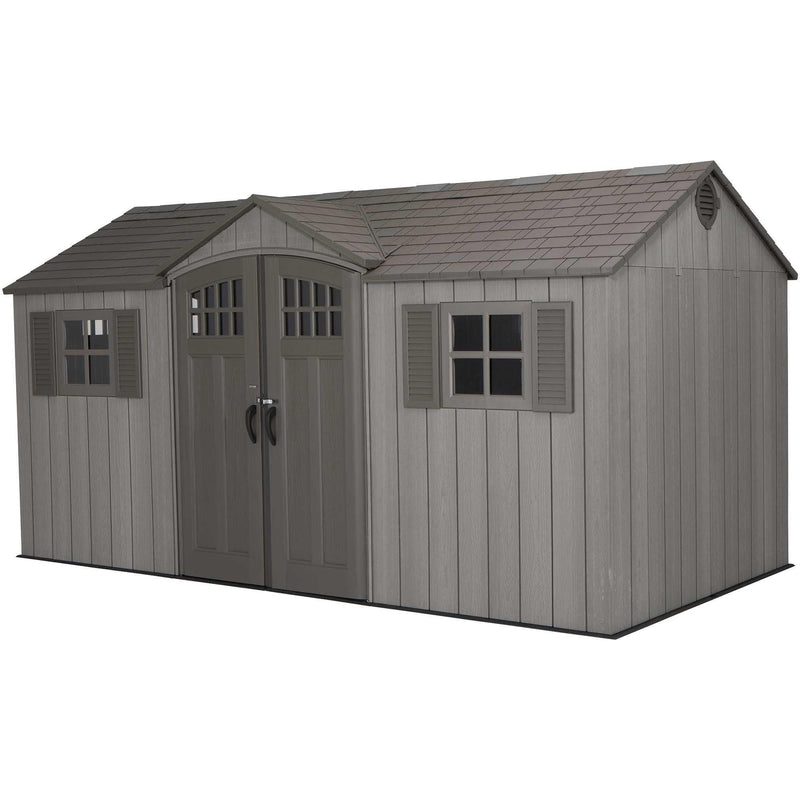 Outdoor Storage Shed with Dual Side Entry, Dark Grey Roughcut, 15 x 8-ft F575