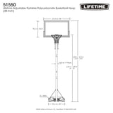 Lifetime Portable Adjustable Basketball Backboard, Hoop & Net System, 48-in