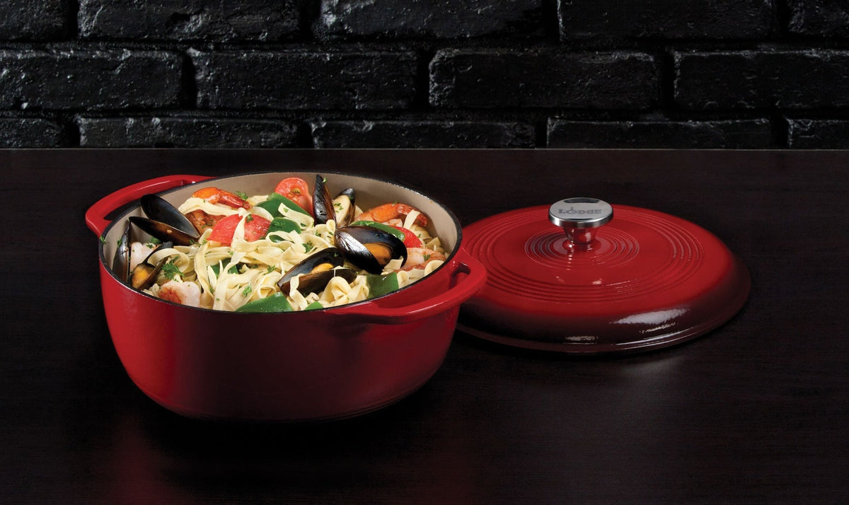Lodge Enamel Cast Iron Dutch Oven, Red, 6-qt