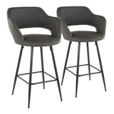 Margarite Fixed-Height Counter Stool, Black, 25-in, 2-pc