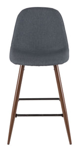 Pebble Armless Upholstered Counter/Bar Stool (2-Piece Set), Walnut/Blue