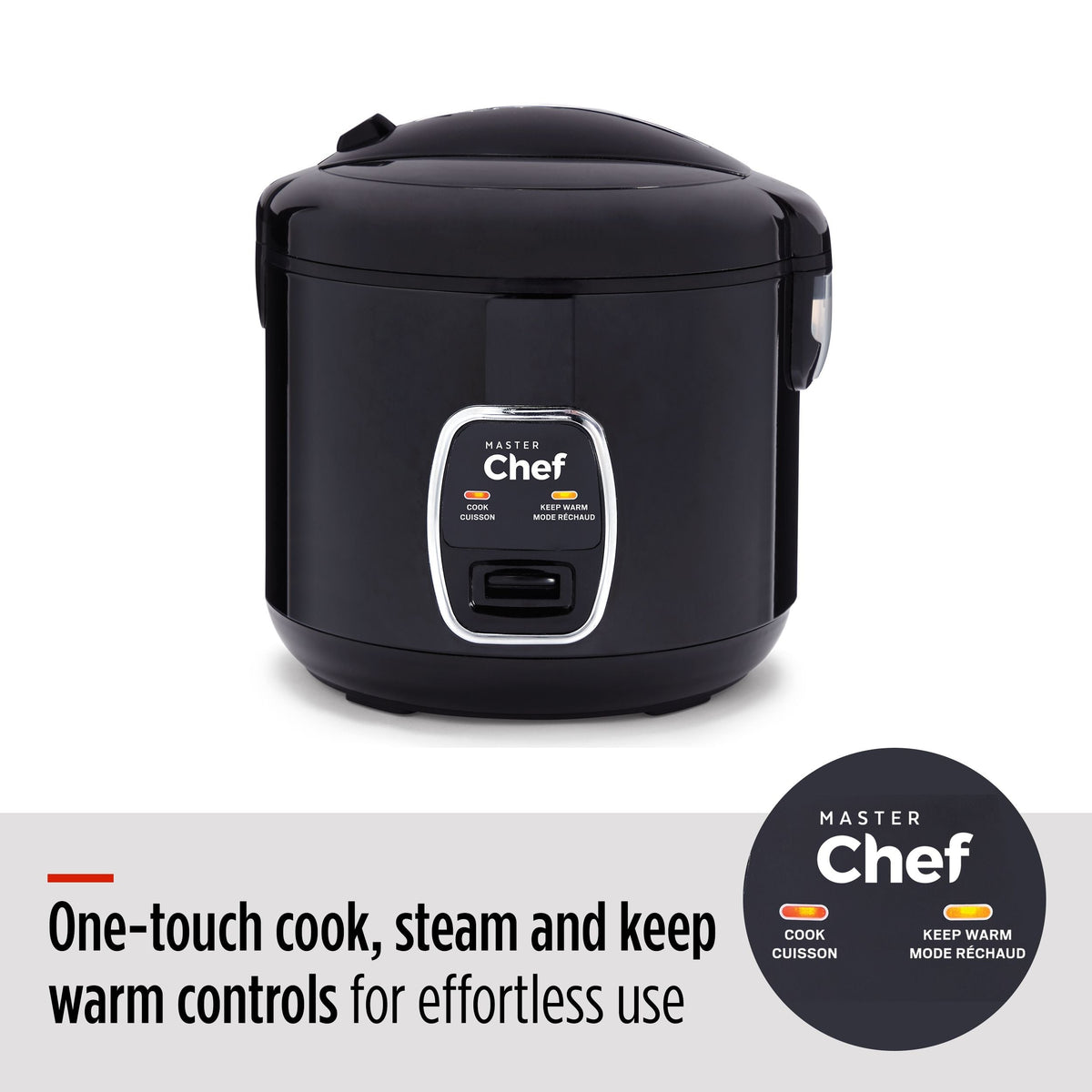 One-Touch Non-Stick Rice Cooker & Steamer, Black, 20 Cups