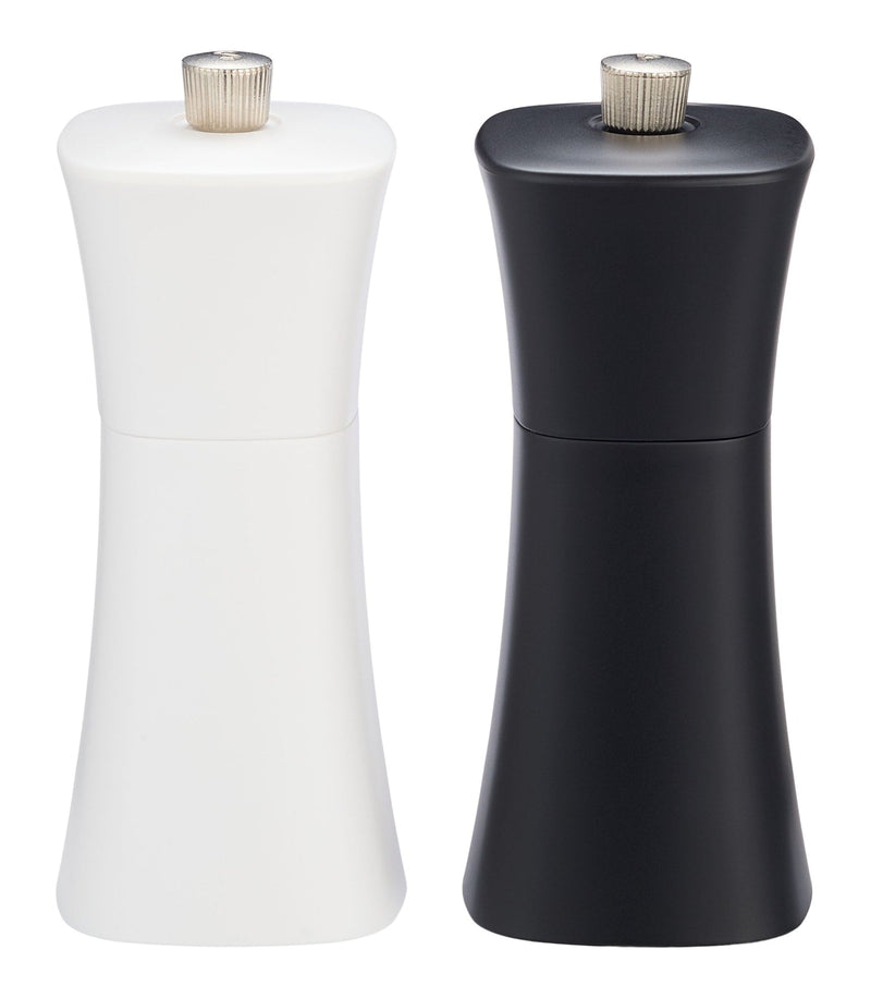 Plastic Salt & Pepper Grinder Set, Black & White J1653
