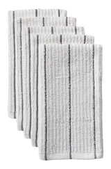 Ribbed Stripe Bar Mop Dish Cloths, Grey Stripes, 5-pk