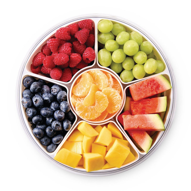 Round Airtight Snackle Box, 6 Compartments, White G9116