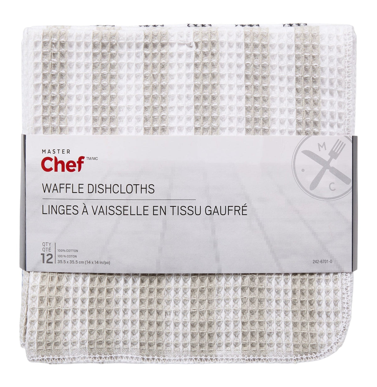 Waffle Checkered Cotton Dish Cloths, Black, Grey & Blue, 14-in, 12-pk