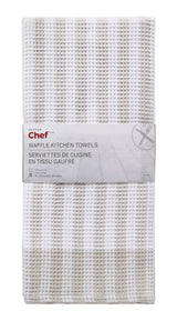 Waffle Checkered Cotton Kitchen Towels, Black/Grey/Blue, 20-in x 30-in, 6-pk