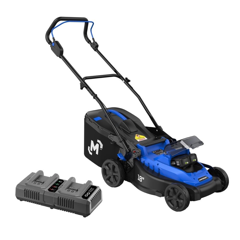 2 x 20V Cordless 18-in Brushless Push Lawn Mower Kit with 2 5 Ah Batteries and Charger