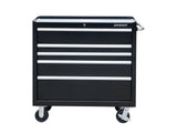 5-Drawer Powder-Coated Steel Tool Cabinet, Black, 36-in