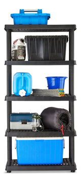 Adjustable 5-Shelf Resin/Plastic Storage Rack/Shelving Unit, 36 x 18 x 72-in