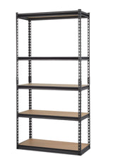 Adjustable 5-Shelf Steel Metal & Wood Storage Rack / Shelving Unit, 36 x 16 x 72-in