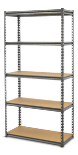 Adjustable 5-Shelf Steel Metal & Wood Storage Rack / Shelving Unit, 36 x 16 x 72-in