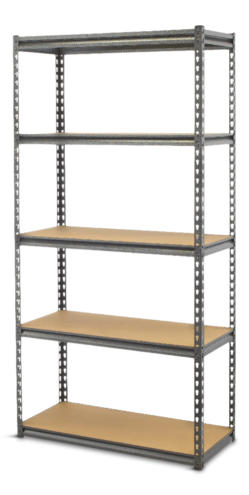 Adjustable 5-Shelf Steel Metal & Wood Storage Rack / Shelving Unit, 36 x 16 x 72-in
