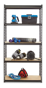 Adjustable 5-Shelf Steel Metal & Wood Storage Rack / Shelving Unit, 36 x 16 x 72-in