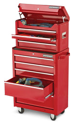Rolling Tools Storage Cabinet with 5 Drawers, Deep Red, 24-in