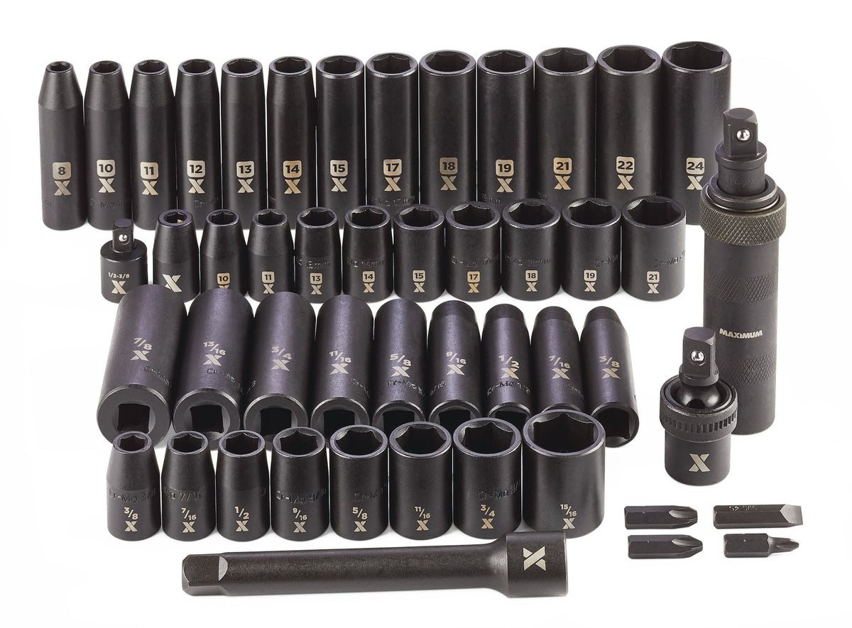 MAXIMUM 1/2-in Drive Professional Grade Impact Socket Set, 48-pc, CRMO