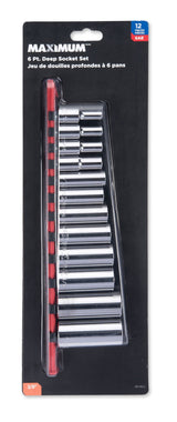 MAXIMUM 3/8-in Drive Deep Socket Set 12-pc, SAE, CRV, Nickel-Chrome Plating