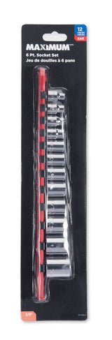 MAXIMUM 3/8-in Drive Regular Socket Set 12-pc, SAE, CRV, Nickel-Chrome Plating