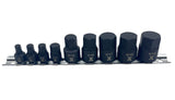 MAXIMUM 9 Piece Impact Stubby Bit Socket Rail Hex Metric