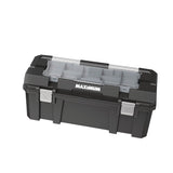 MAXIMUM Heavy-Duty Plastic Tool Box with Removable Tray & Organizer, 26-in, Black