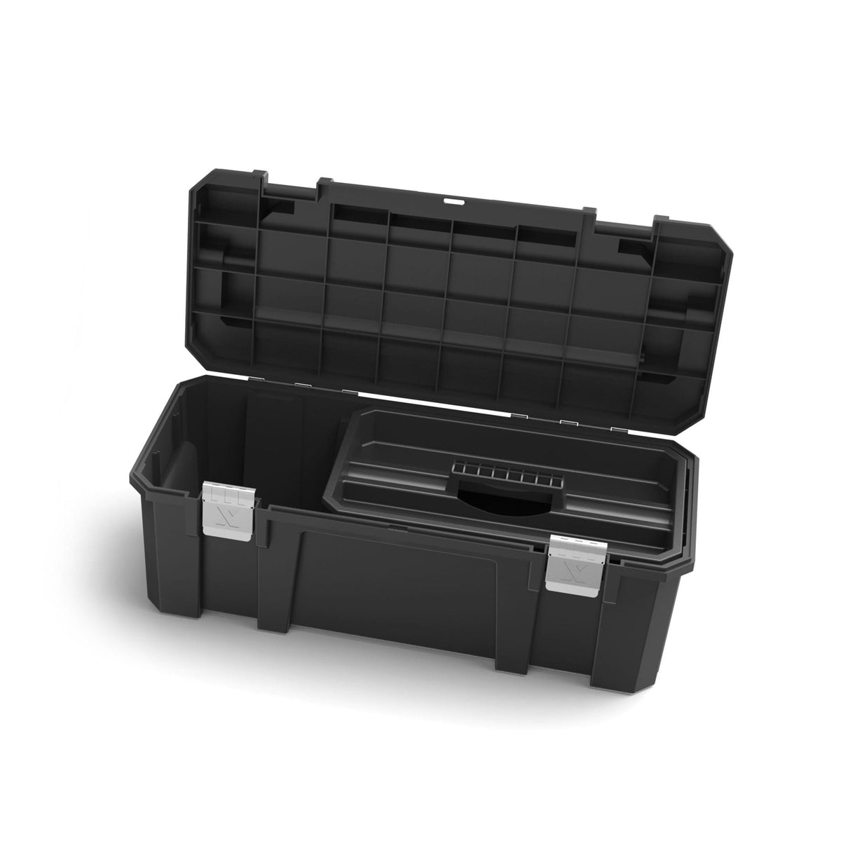 MAXIMUM Heavy-Duty Plastic Tool Box with Removable Tray & Organizer, 26-in, Black