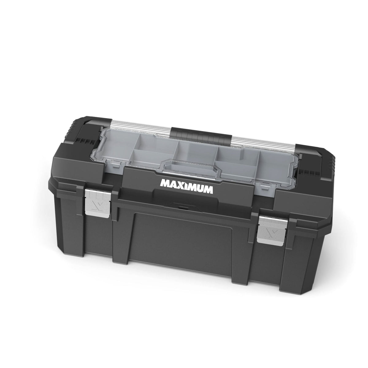 MAXIMUM Heavy-Duty Plastic Tool Box with Removable Tray & Organizer, 26-in, Black