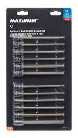 MAXIMUM Long-Arm Ball End Bit Socket Set, 3/8-in, 12-pc