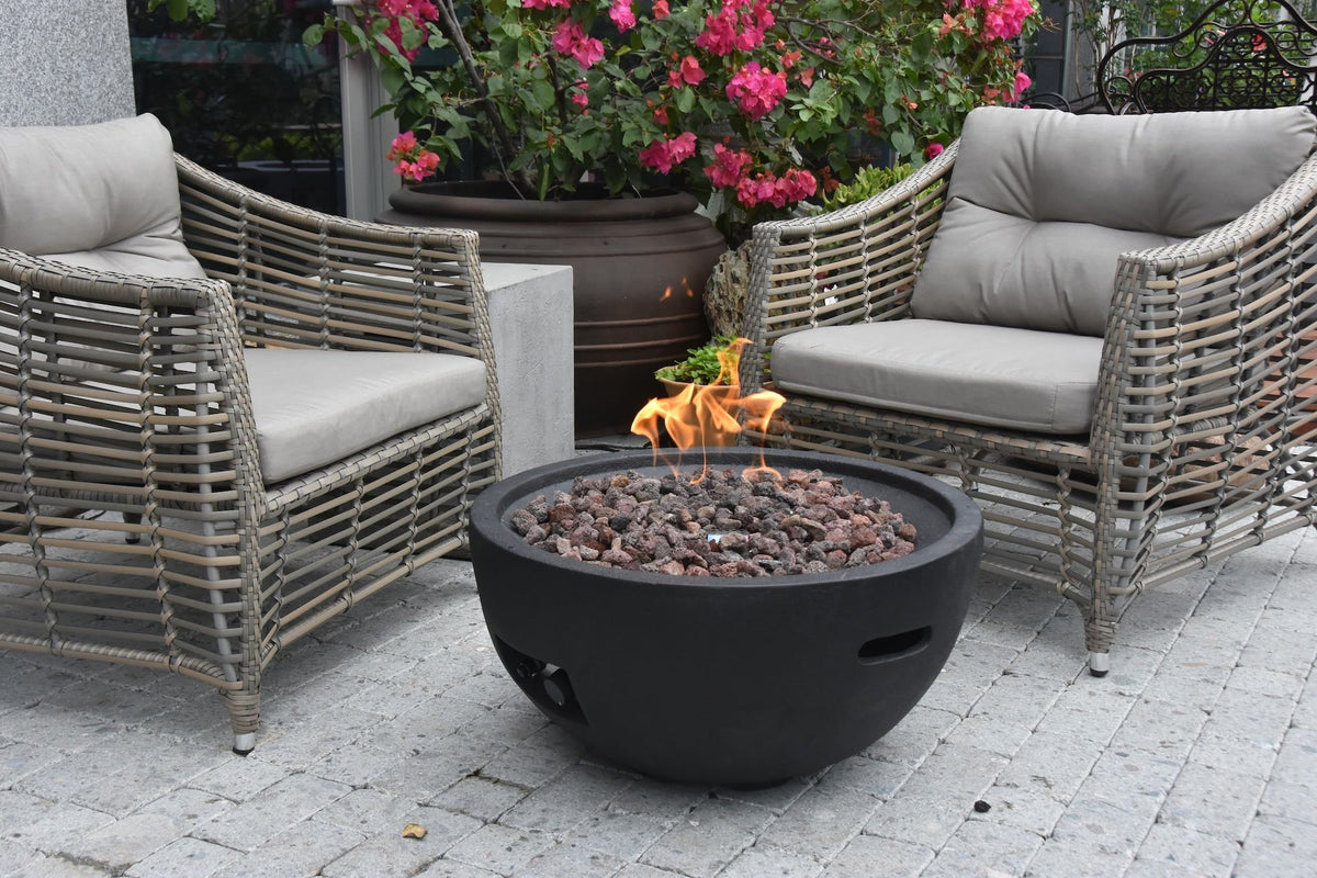 Jefferson Outdoor Gas-Fueled Fire Bowl with PVC Cover, 40,000 BTUs, 26 x 26 x 13-in