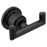 Arris Modern Double Robe Hook, Matte Black