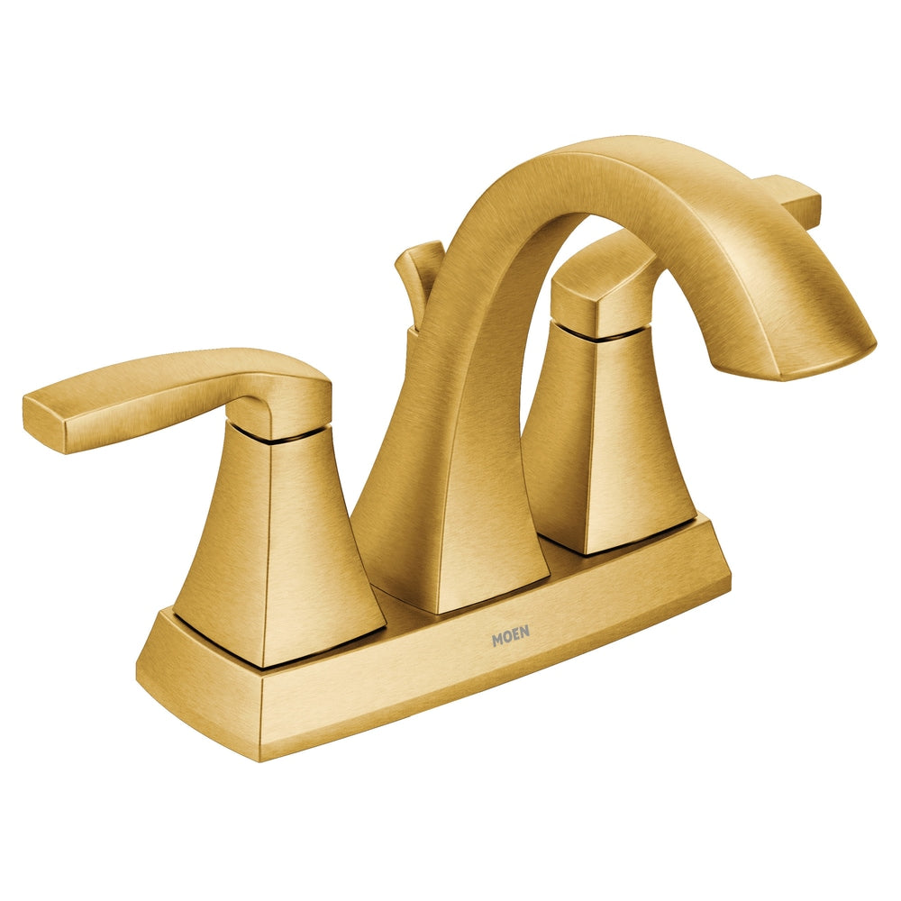 Voss Double Handle 4-in Centerset Bathroom Sink Faucet, WaterSense Certified, Brushed Gold