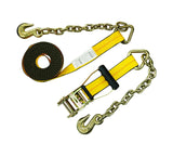 10,000-lb Commercial Ratchet Tie Down Strap, with 18-in Chain, 2-in x 27-ft