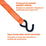 3,000-lb Heavy Duty Ratchet Tie Down Straps, Extra Long, 1.25-in x 20-ft, 4-pk