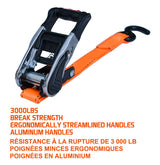 3,000-lb Heavy Duty Ratchet Tie Down Straps, Extra Long, 1.25-in x 20-ft, 4-pk