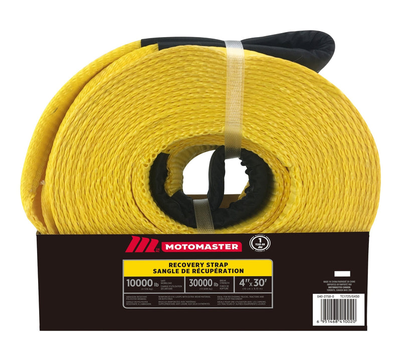 30,000-lb Recovery Strap with Loop Ends, Commercial Grade, 4-in x 30-ft T7468