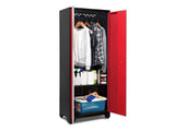 Bold Series 24-Gauge Steel RTA Storage Locker with 3 Shelves, Black/Red, 30-in