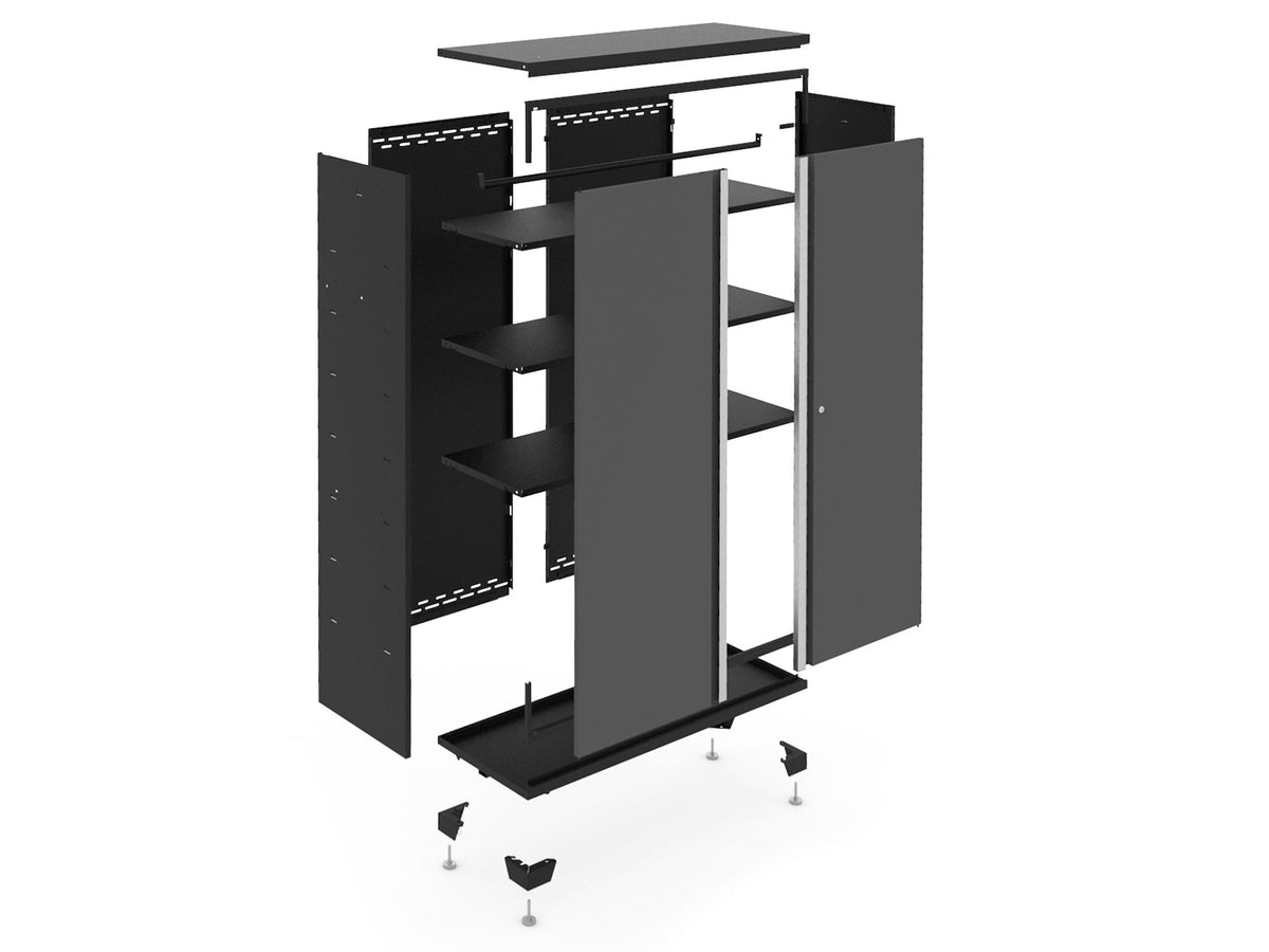 Bold Series Lockable 24-Gauge Steel RTA Storage Locker with 3 Shelves, Grey/Black, 42-in