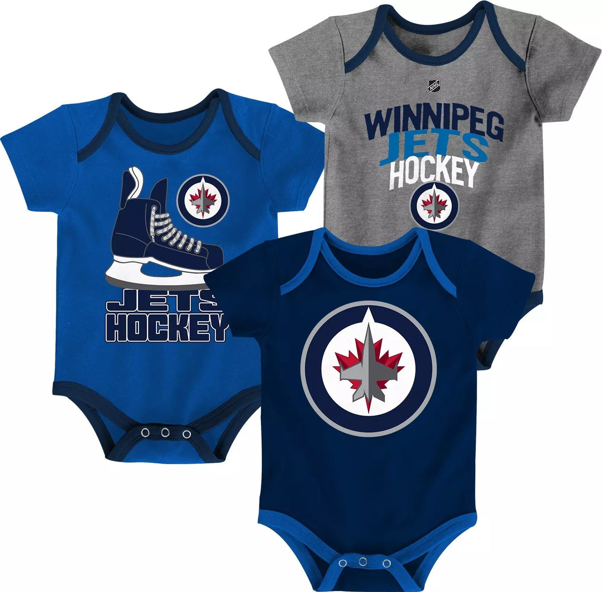 Infant/Baby Bodysuit Onesie, Blue/Grey/Navy Blue, 3-pk