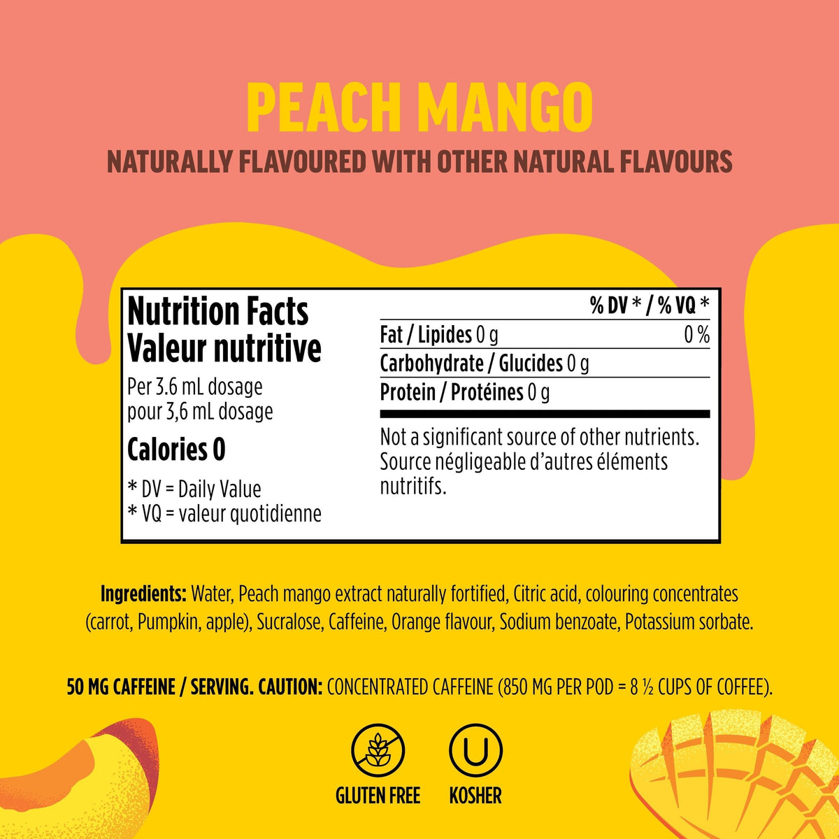 Ninja Thirsti FRUITI CHILL + CAFFEINE Peach Mango Flavoured Water Drops