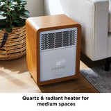 3-Setting Cabinet Heater with Child Lock, Quartz and Radiant Heating, Wood Grain Finish