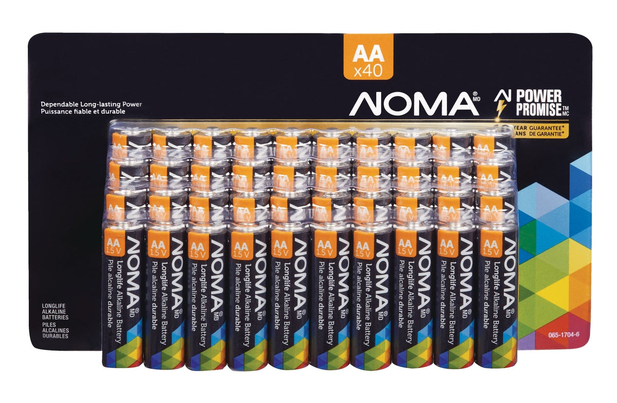 40-pk AA Alkaline Batteries, Long Lasting, All Purpose