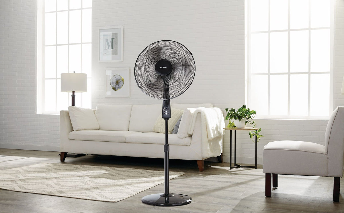 Oscillating Pedestal/Stand Fan with Remote Control, 3-Speed, Black, 18-in
